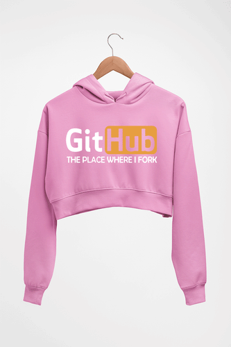 GitHub Crop HOODIE FOR WOMEN-Light Baby Pink-Ektarfa.online