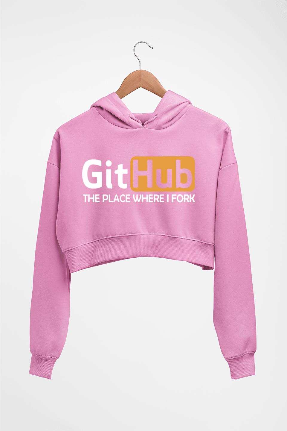 GitHub Crop HOODIE FOR WOMEN-Light Baby Pink-Ektarfa.online