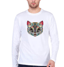 Load image into Gallery viewer, Psychedelic Cat Full Sleeves T-Shirt for Men-White-Ektarfa.online
