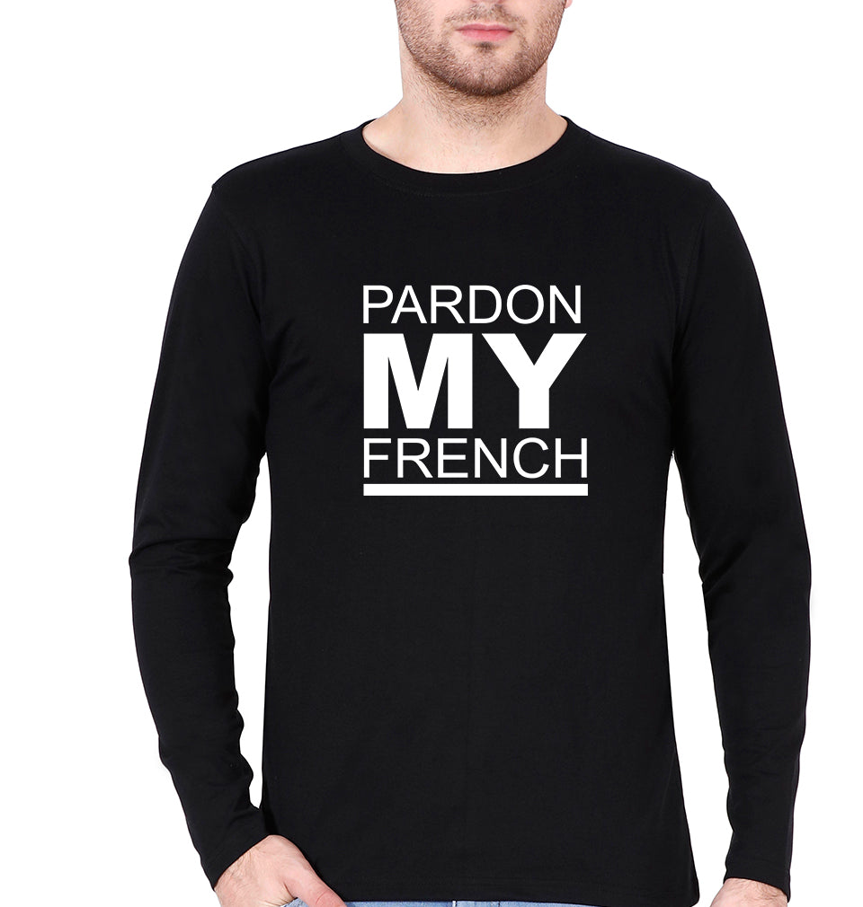 Pardon My French Full Sleeves T-Shirt for Men-Black-Ektarfa.online
