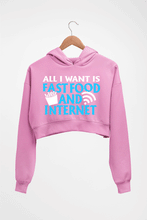 Load image into Gallery viewer, Fast Food and Internet Funny Crop HOODIE FOR WOMEN-Light Baby Pink-Ektarfa.online
