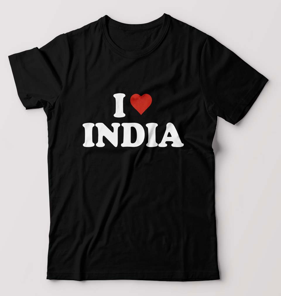 I Love India T-Shirt for Men-Black-Ektarfa.online