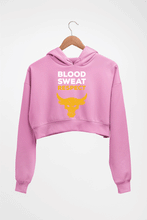 Load image into Gallery viewer, Blood Sweat Respect Gym Crop HOODIE FOR WOMEN-Light Baby Pink-Ektarfa.online
