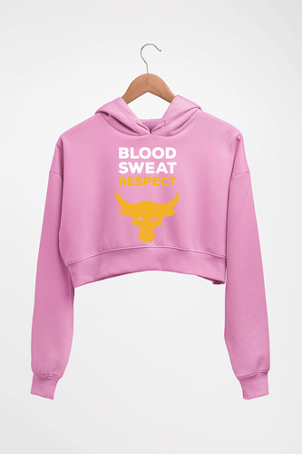 Blood Sweat Respect Gym Crop HOODIE FOR WOMEN-Light Baby Pink-Ektarfa.online