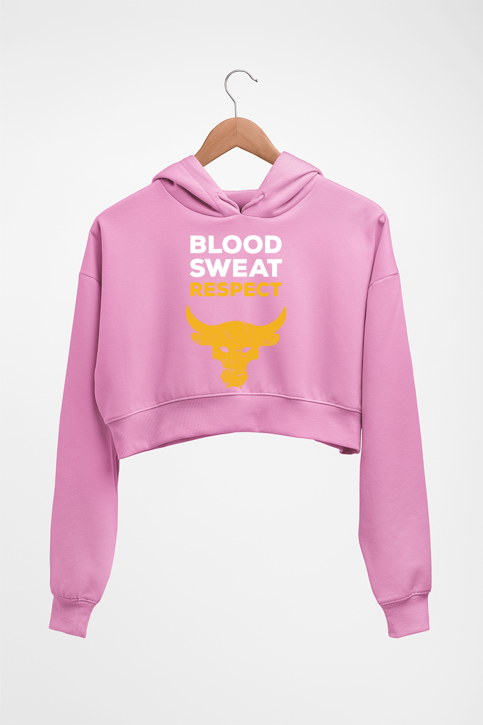 Blood Sweat Respect Gym Crop HOODIE FOR WOMEN-Light Baby Pink-Ektarfa.online