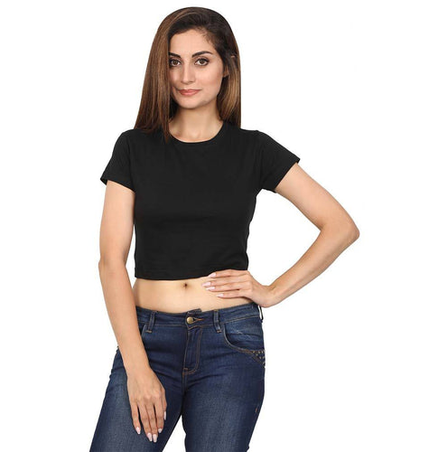 Plain Black Crop Top for Women-ektarfa.com