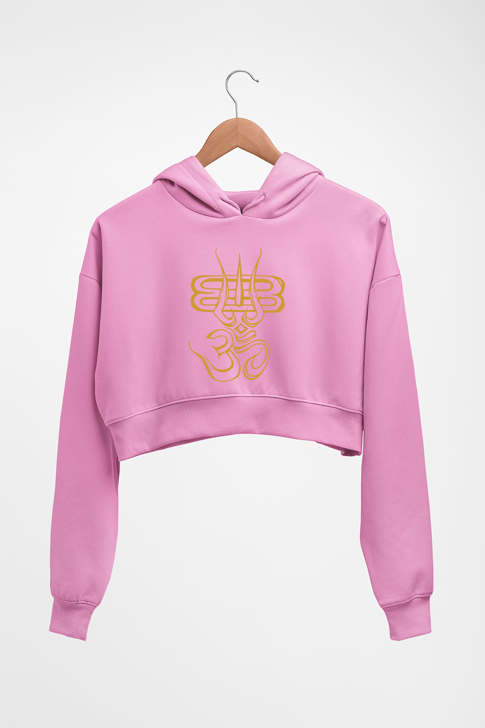 Bholenath Shiva Shivji Crop HOODIE FOR WOMEN-Light Baby Pink-Ektarfa.online