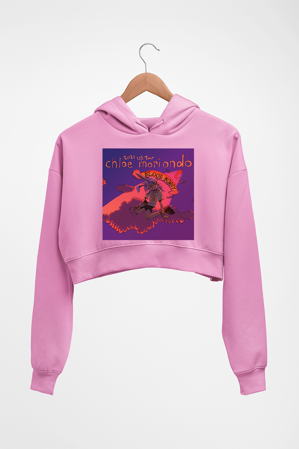Blood Bunny Crop HOODIE FOR WOMEN-Light Baby Pink-Ektarfa.online