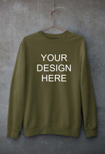 Load image into Gallery viewer, Customized-Custom-Personalized Unisex Sweatshirt for Men/Women-S(40 Inches)-Olive Green-Ektarfa.co.in
