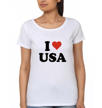 Load image into Gallery viewer, I Love USA T-Shirt for Women-White-Ektarfa.online
