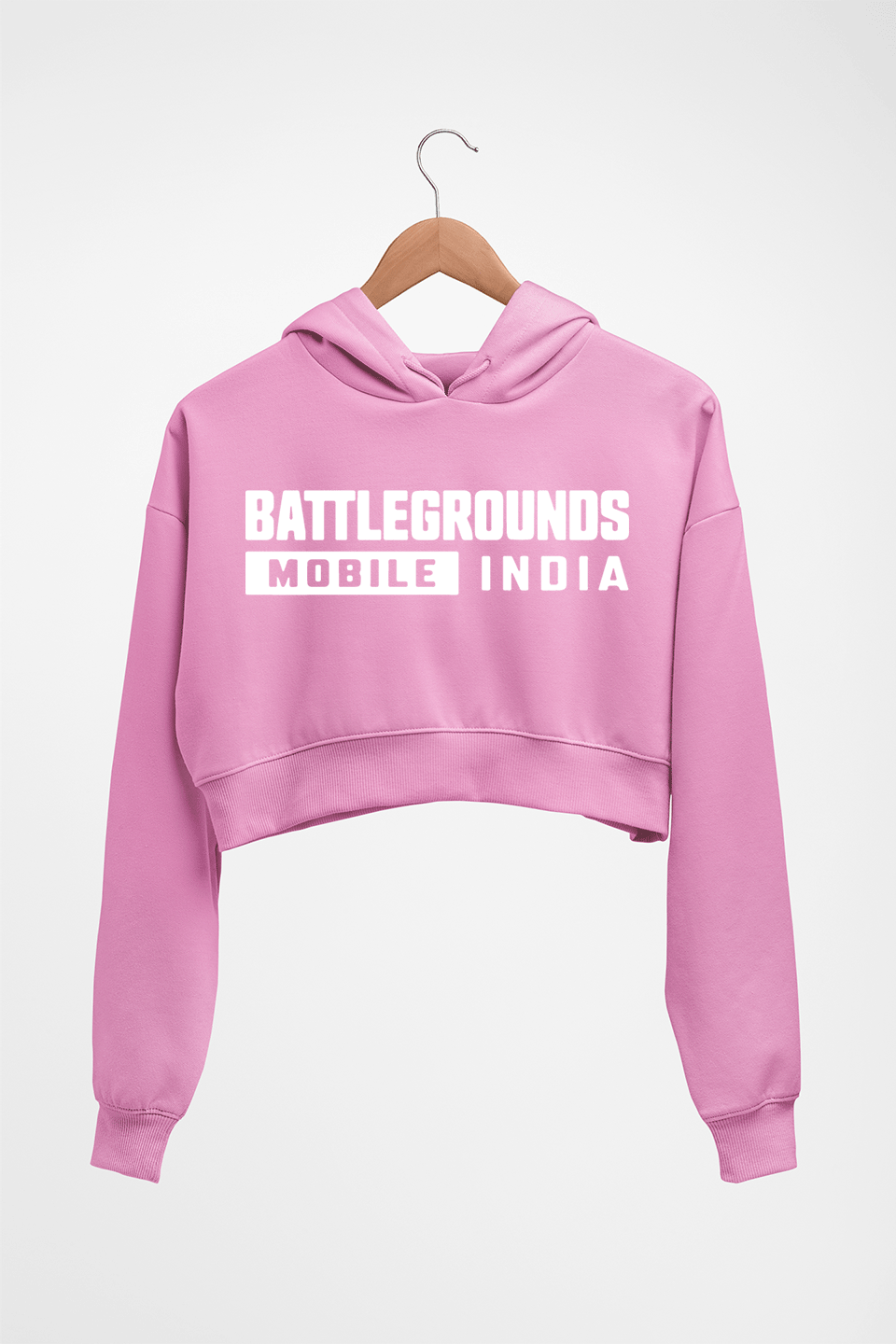 Battlegrounds Mobile India (BGMI) Crop HOODIE FOR WOMEN-Light Baby Pink-Ektarfa.online