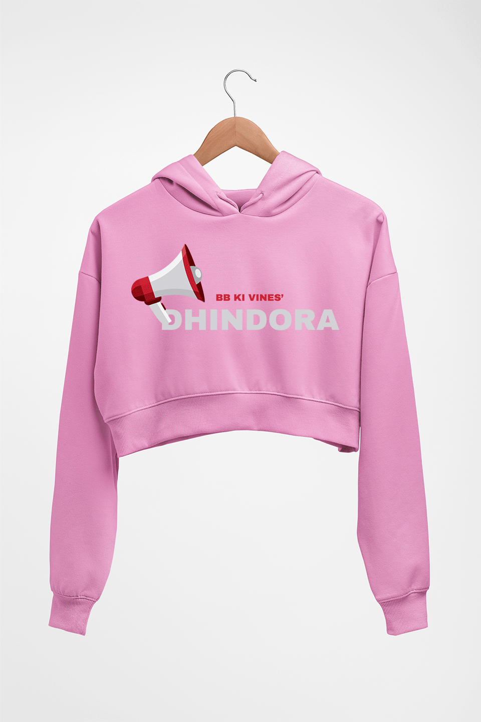 Dhindora(BB ki Vines) Crop HOODIE FOR WOMEN-Light Baby Pink-Ektarfa.online