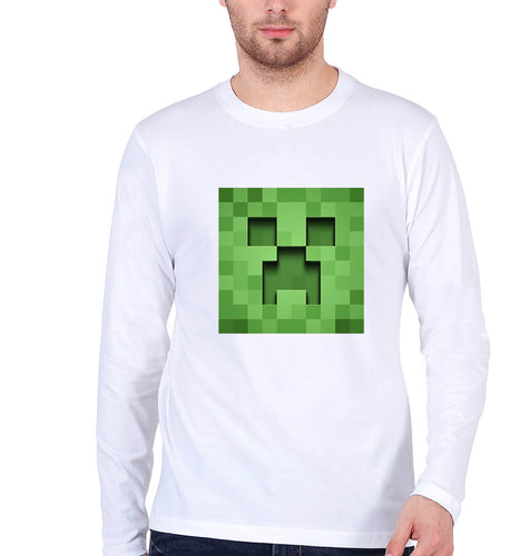 Minecraft Full Sleeves T-Shirt for Men-White-Ektarfa.online