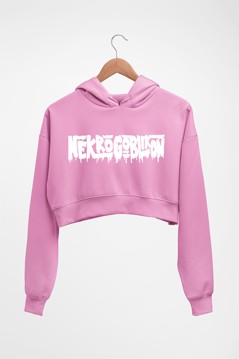 Nekrogoblikon Crop HOODIE FOR WOMEN-Light Baby Pink-Ektarfa.online