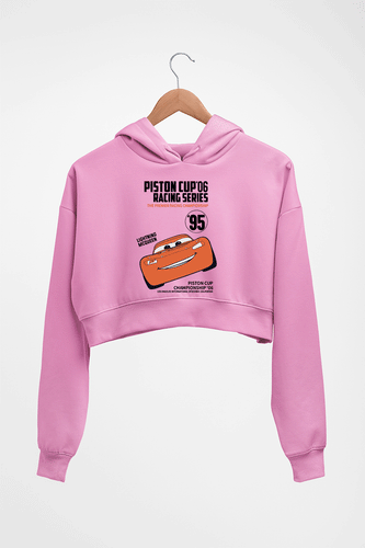 Lightning McQueen Crop HOODIE FOR WOMEN-Light Baby Pink-Ektarfa.online