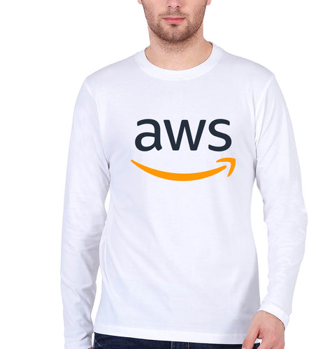 Amazon AWS Full Sleeves T-Shirt for Men-White-Ektarfa.online