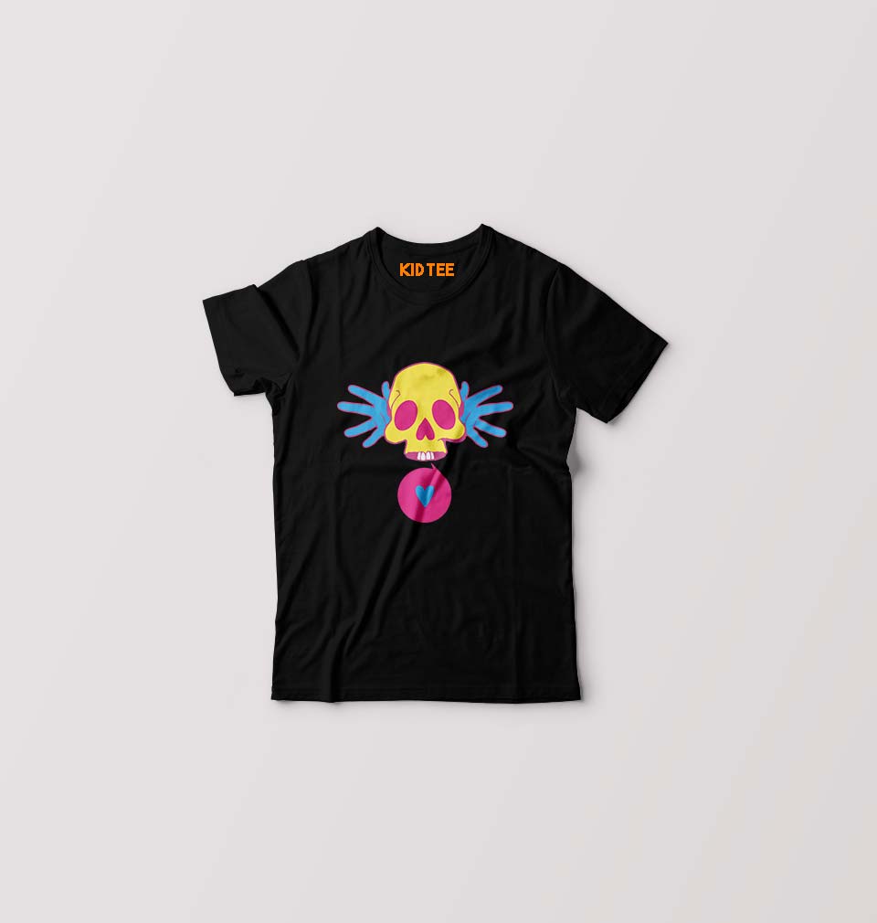 Cartoon Skull Kids T-Shirt for Boy/Girl-Black-Ektarfa.online