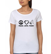Load image into Gallery viewer, Peace Love Piano T-Shirt for Women-White-Ektarfa.online
