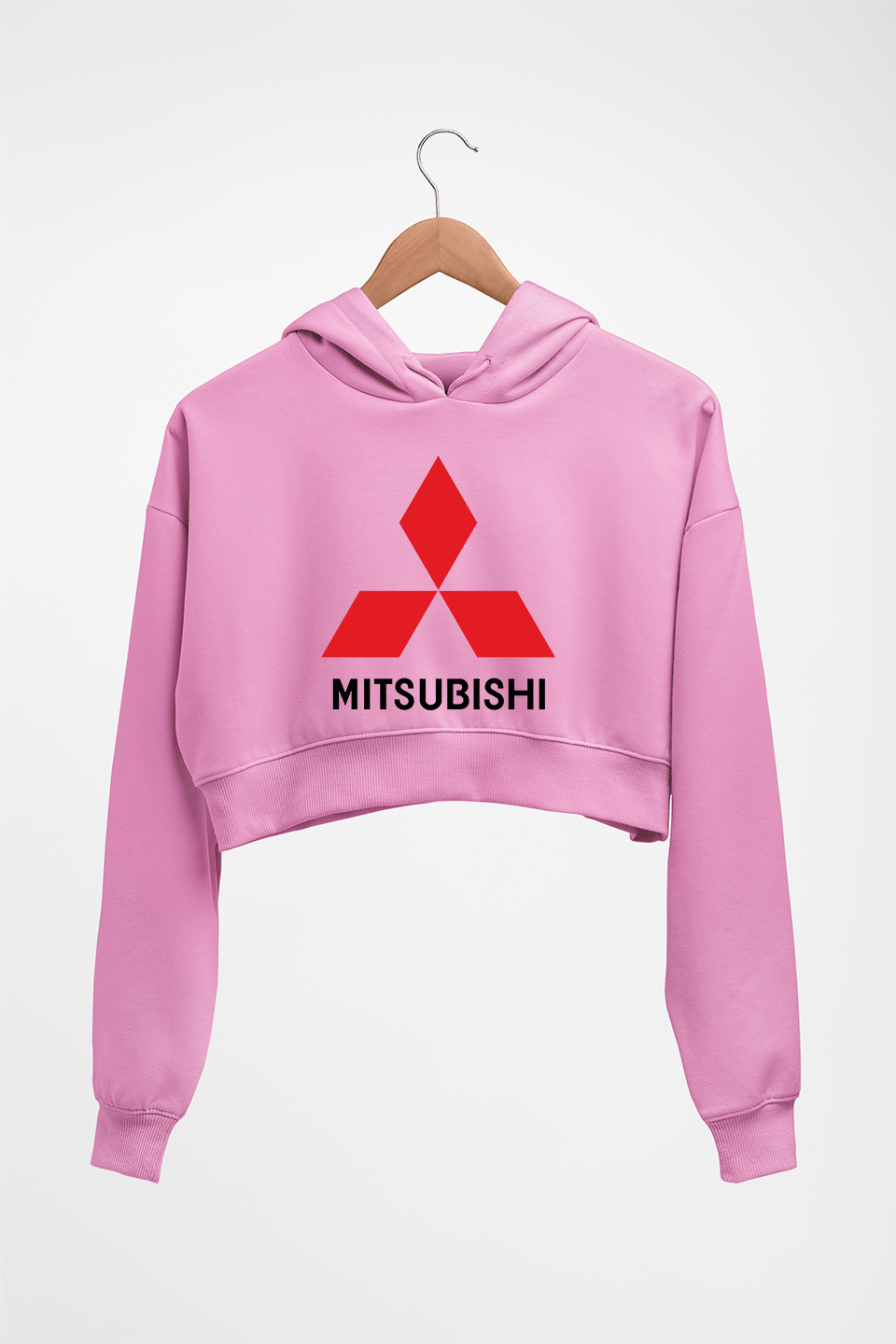 Mitsubishi Crop HOODIE FOR WOMEN-Light Baby Pink-Ektarfa.online
