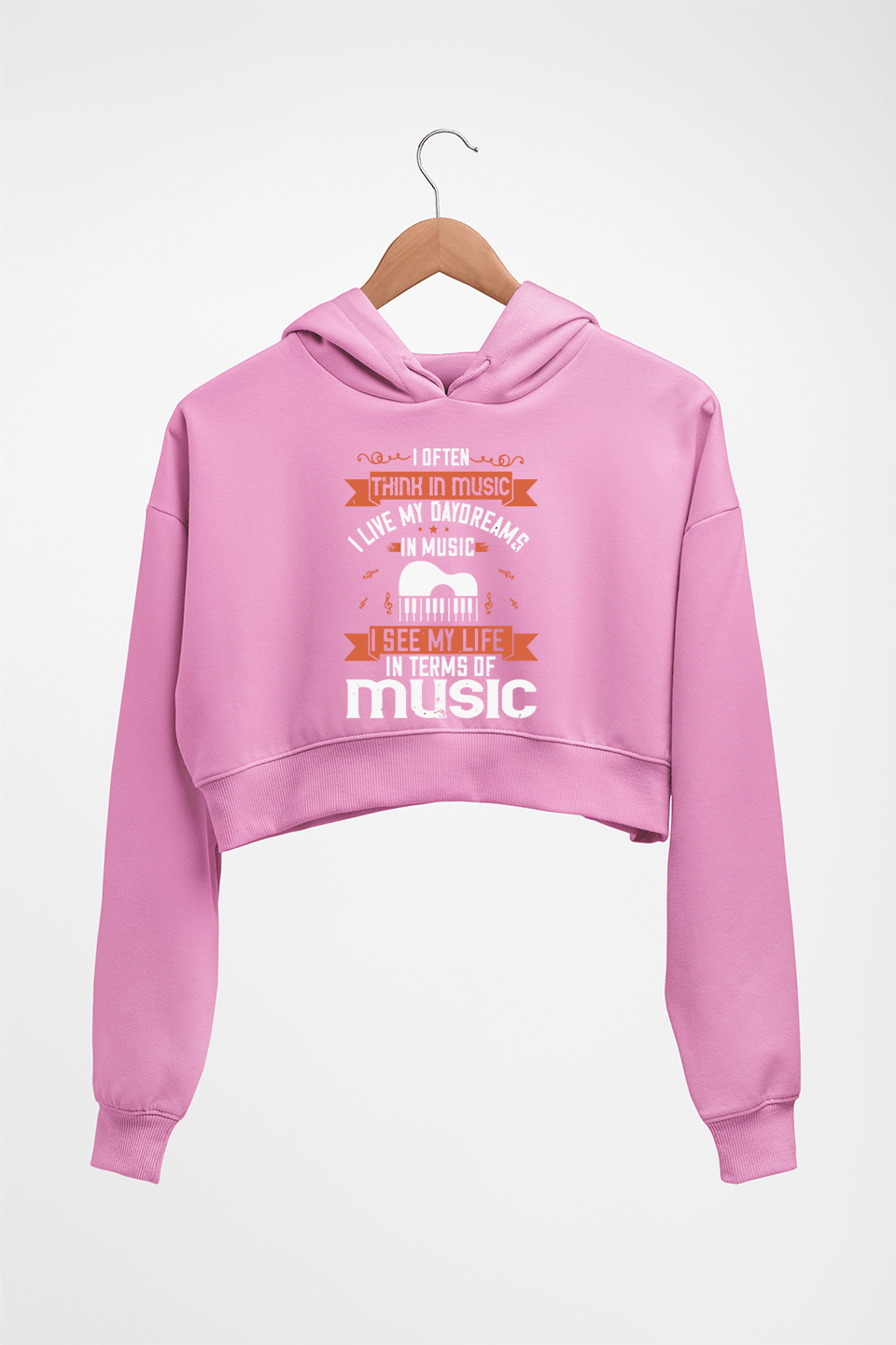 Music Crop HOODIE FOR WOMEN-Light Baby Pink-Ektarfa.online