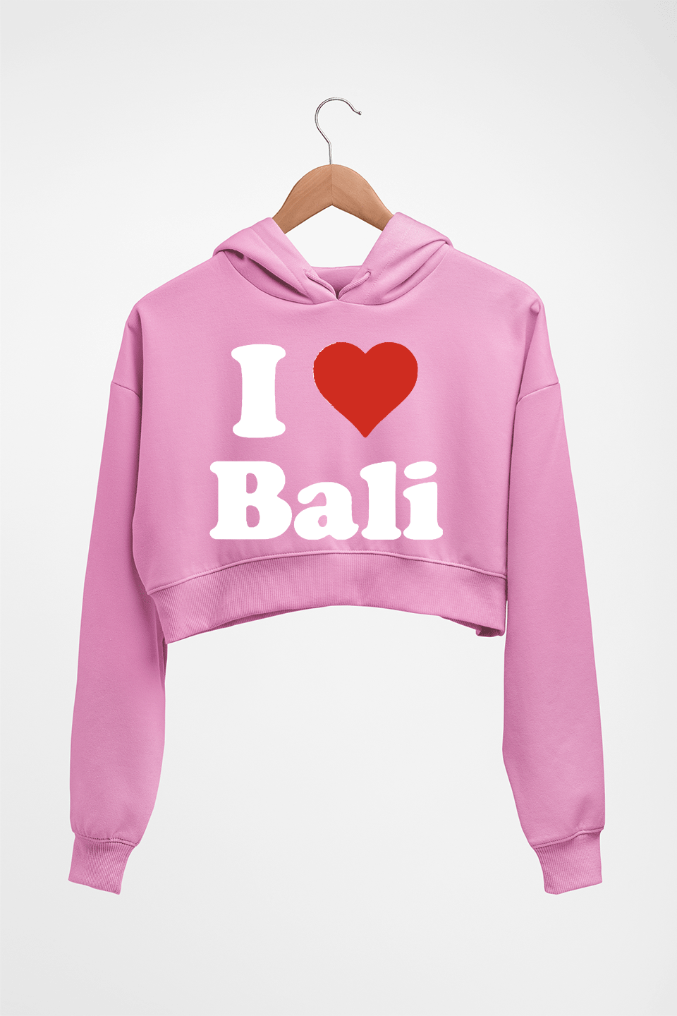 I Love Bali Crop HOODIE FOR WOMEN-Light Baby Pink-Ektarfa.online
