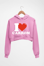 Load image into Gallery viewer, I Love Carrom Crop HOODIE FOR WOMEN-Light Baby Pink-Ektarfa.online
