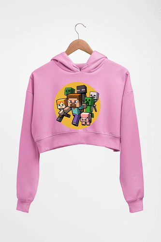 Minecraft Crop HOODIE FOR WOMEN-Light Baby Pink-Ektarfa.online