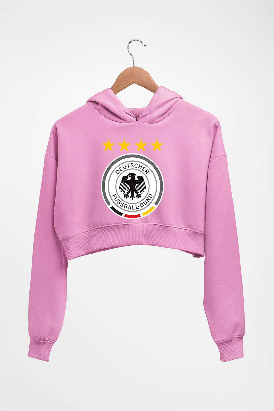 Germany Football Crop HOODIE FOR WOMEN-Light Baby Pink-Ektarfa.online