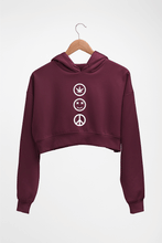 Load image into Gallery viewer, Weed Happy Peace Crop HOODIE FOR WOMEN-Maroon-Ektarfa.online
