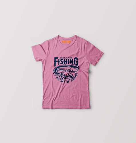 Fishing Kids T-Shirt for Boy/Girl-Pink-Ektarfa.online