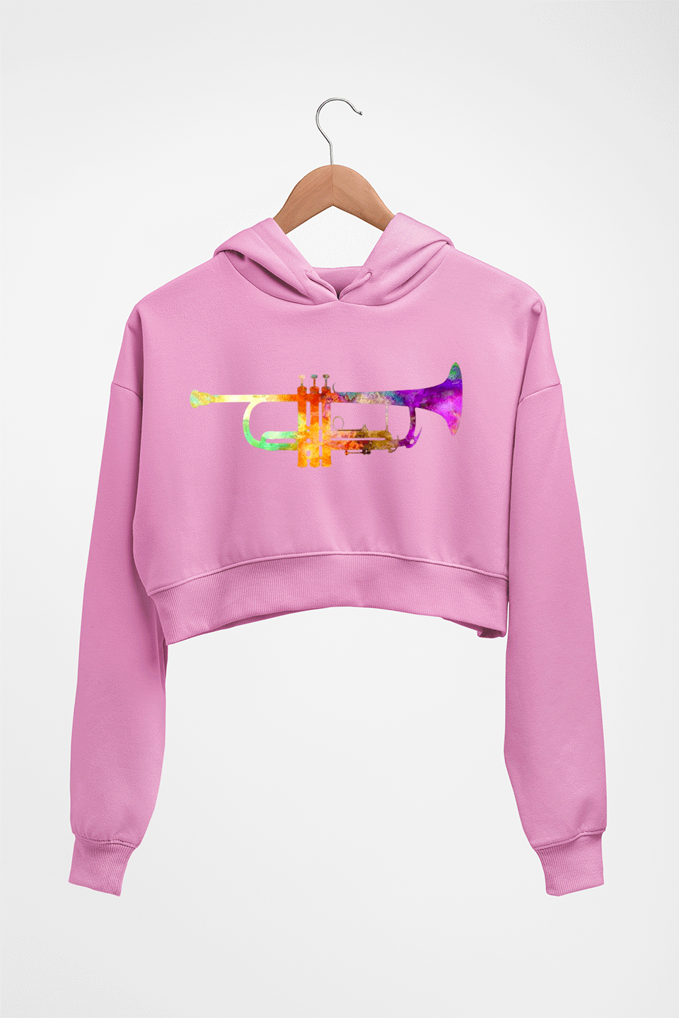 Trumpet Crop HOODIE FOR WOMEN-Light Baby Pink-Ektarfa.online
