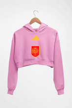 Load image into Gallery viewer, Spain Football Crop HOODIE FOR WOMEN-Light Baby Pink-Ektarfa.online
