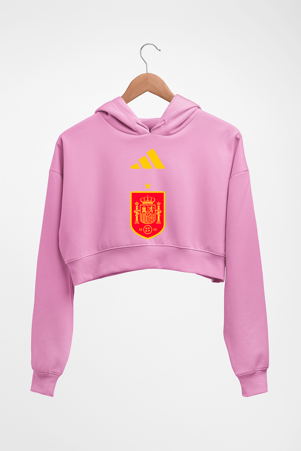 Spain Football Crop HOODIE FOR WOMEN-Light Baby Pink-Ektarfa.online