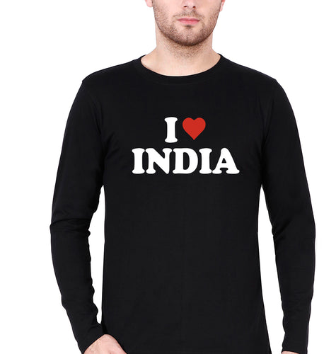 I Love India Full Sleeves T-Shirt for Men-Black-Ektarfa.online