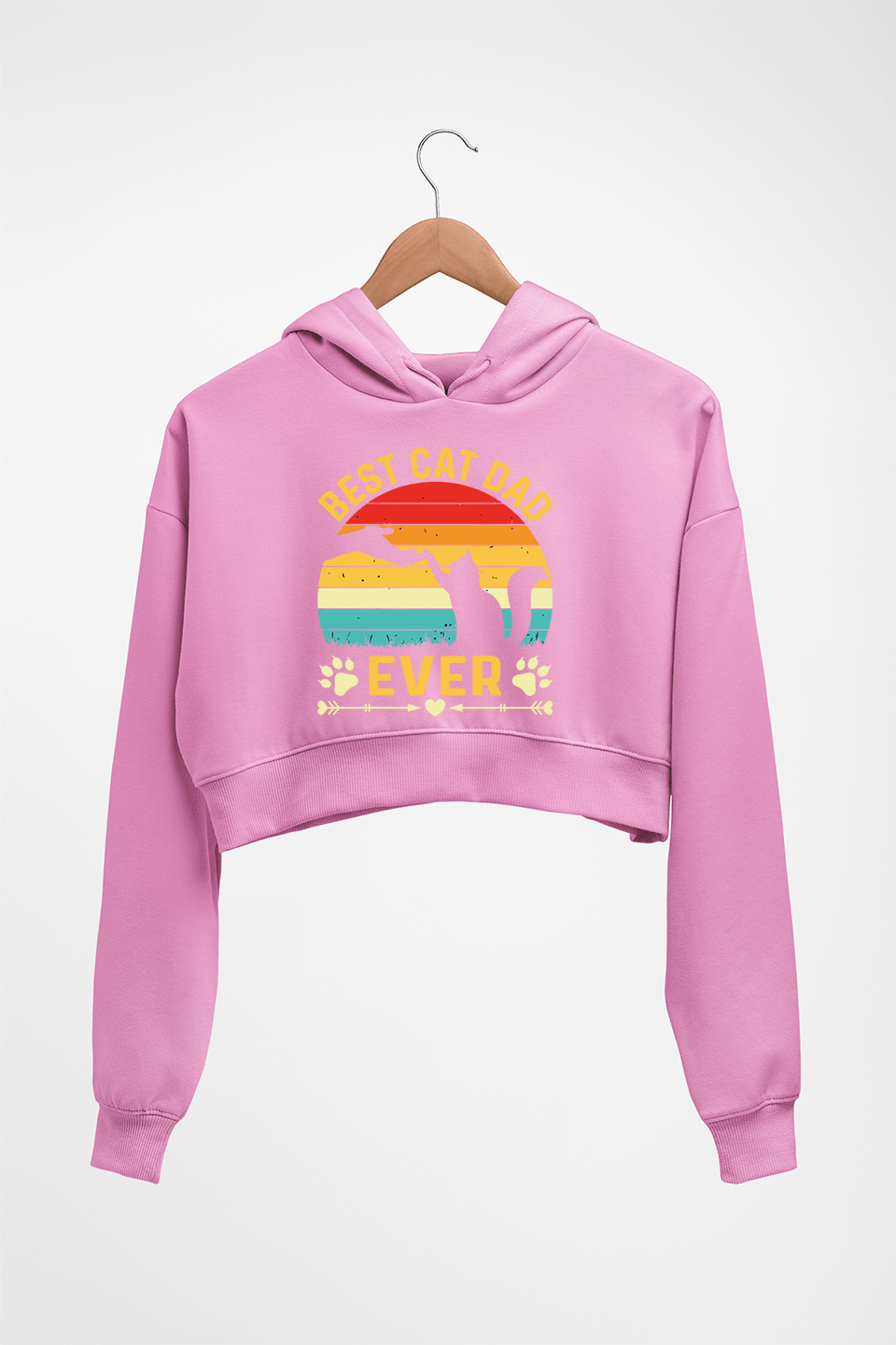 Cat Dad Crop HOODIE FOR WOMEN-Light Baby pink-Ektarfa.online