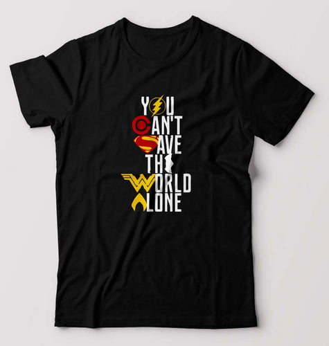 You Can't Save The World Alone Justice League T-Shirt for Men-Black-Ektarfa.online