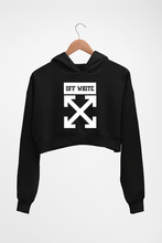 Load image into Gallery viewer, Off White Crop HOODIE FOR WOMEN-Black-Ektarfa.online
