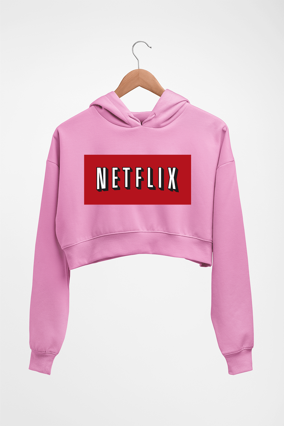 Netflix Crop HOODIE FOR WOMEN-Light Baby Pink-Ektarfa.online