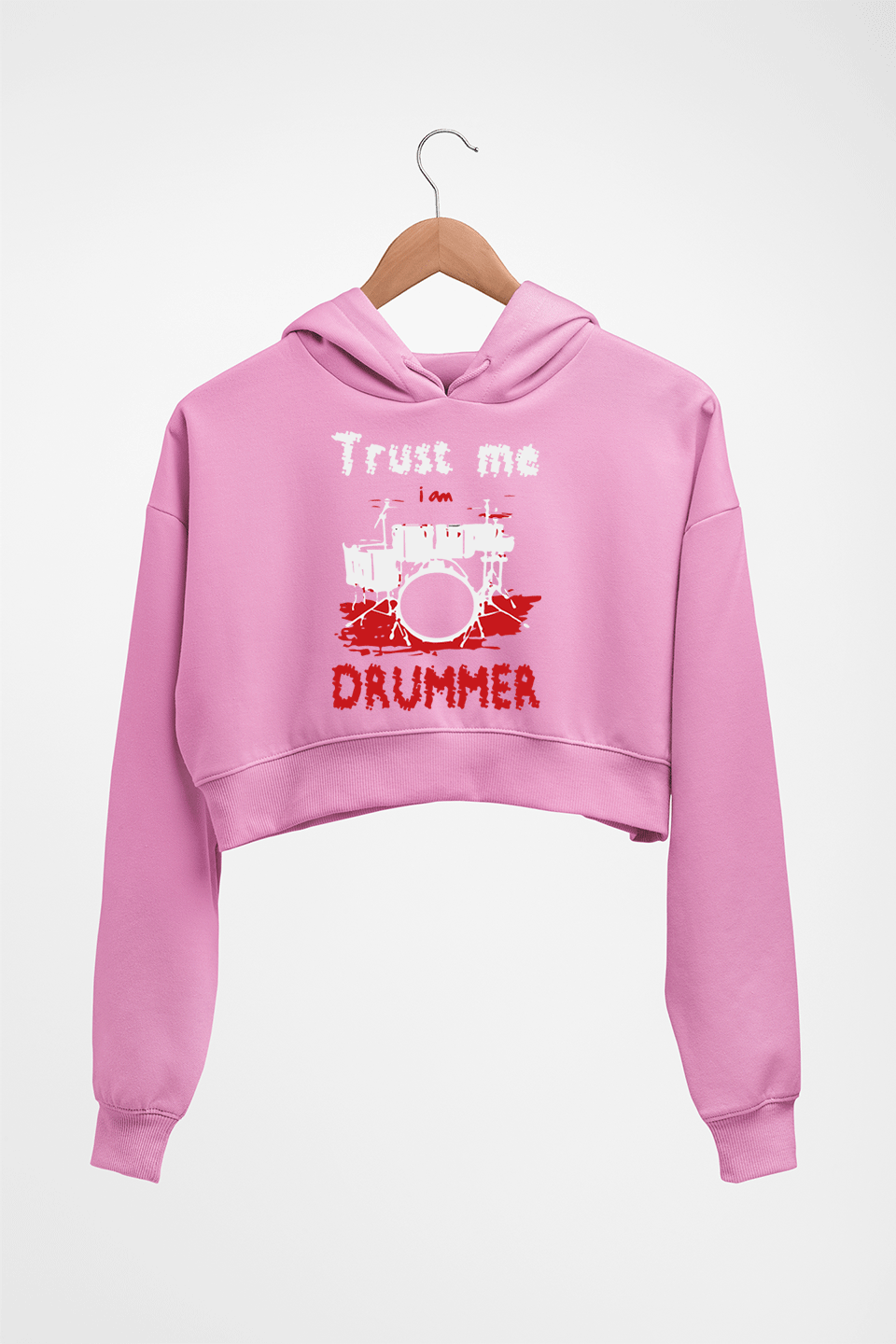 Drummer Crop HOODIE FOR WOMEN-Light Baby Pink-Ektarfa.online