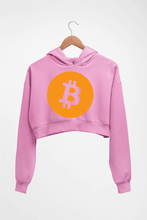 Load image into Gallery viewer, Cryptocurrency Bitcoin Crop HOODIE FOR WOMEN-Light Baby Pink-Ektarfa.online
