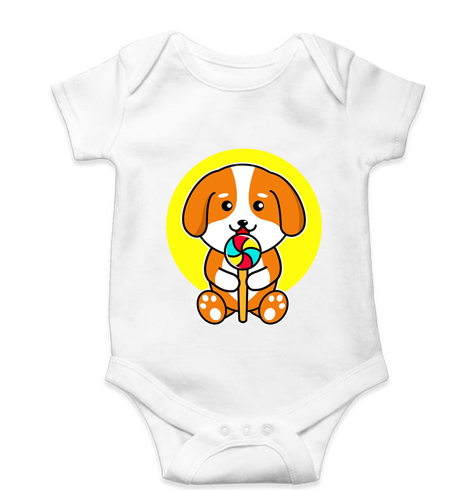 Puppy Kids Romper Kids Romper For Baby Boy/Girl-0-5 Months(18 Inches)-White-Ektarfa.online