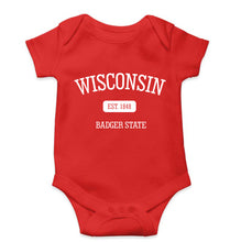 Load image into Gallery viewer, Varsity Wisconsin Kids Romper For Baby Boy/Girl-Red-Ektarfa.online
