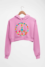 Load image into Gallery viewer, Trippy Psychedelic Peace Crop HOODIE FOR WOMEN-Light Baby Pink-Ektarfa.online
