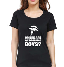 Load image into Gallery viewer, PUBG Where Are We Dropping Boys T-Shirt for Women-Black-Ektarfa.online
