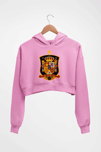 Load image into Gallery viewer, Spain Football Crop HOODIE FOR WOMEN-Light Baby Pink-Ektarfa.online
