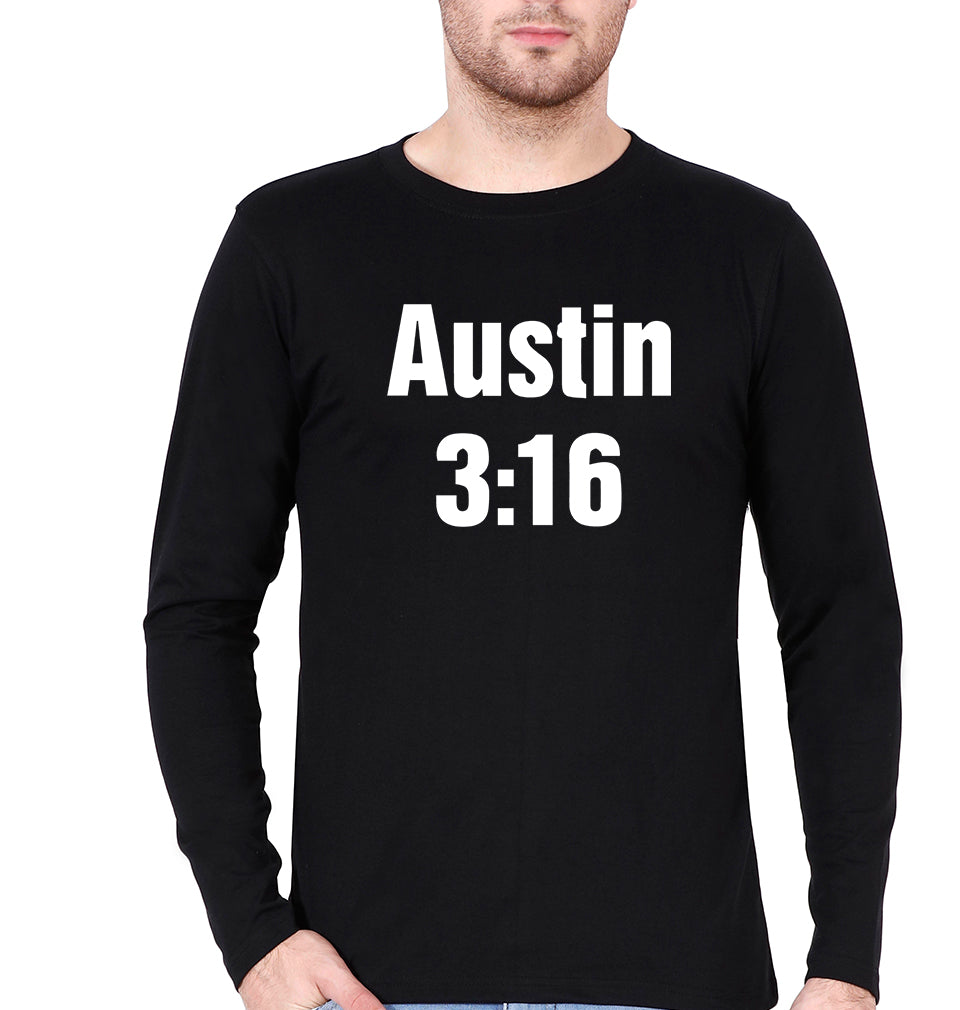 Stone Cold Steve Austin (WWE) Full Sleeves T-Shirt for Men-Black-Ektarfa.online
