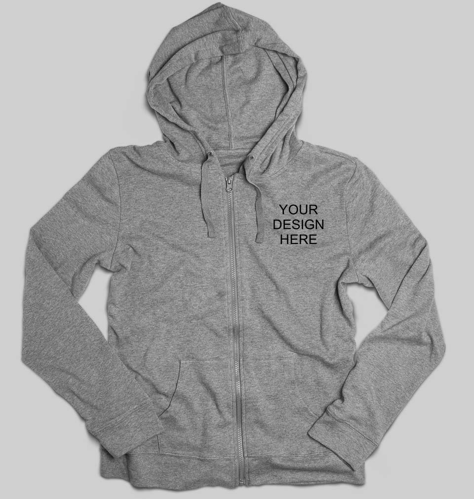 Customized-Custom-Personalized logo Unisex Zipper Hoodie For Men/Women-S(38Inches)-Grey Melange-ektarfa.com