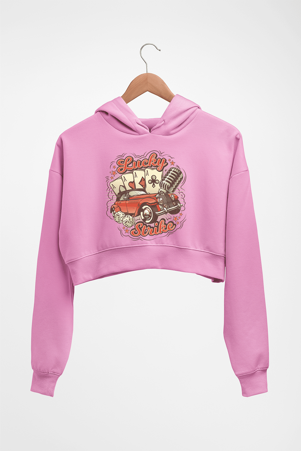 Poker Crop HOODIE FOR WOMEN-Light Baby Pink-Ektarfa.online