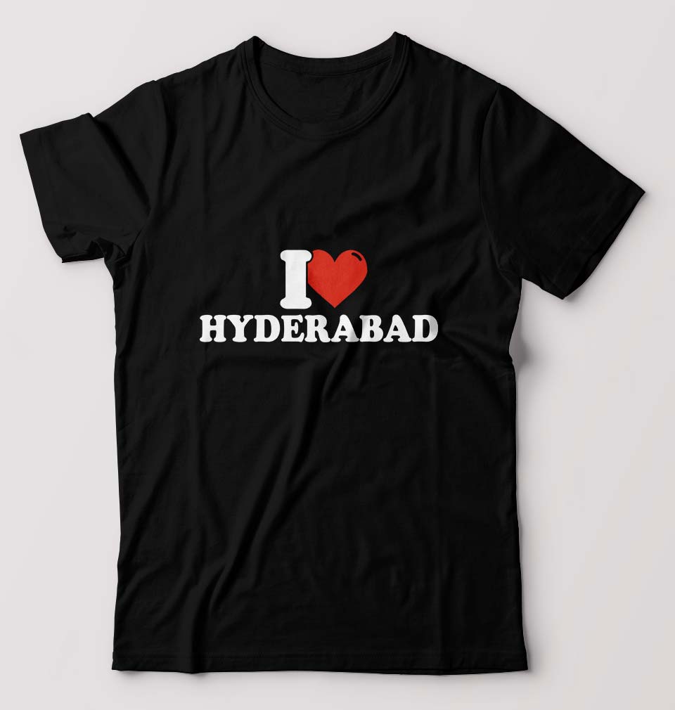 I Love Hyderabad T-Shirt for Men-S(38 Inches)-Black-Ektarfa.online