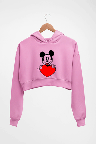 Mickey Mouse Crop HOODIE FOR WOMEN-Light Baby Pink-Ektarfa.online